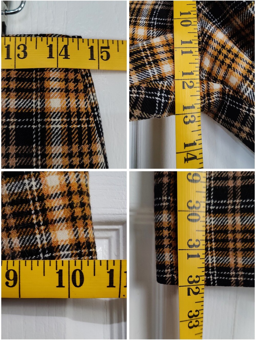 Vintage Pendleton Wool Plaid Wide Leg Pants High Waisted Amber Gold Medium USA - Picture 16 of 16